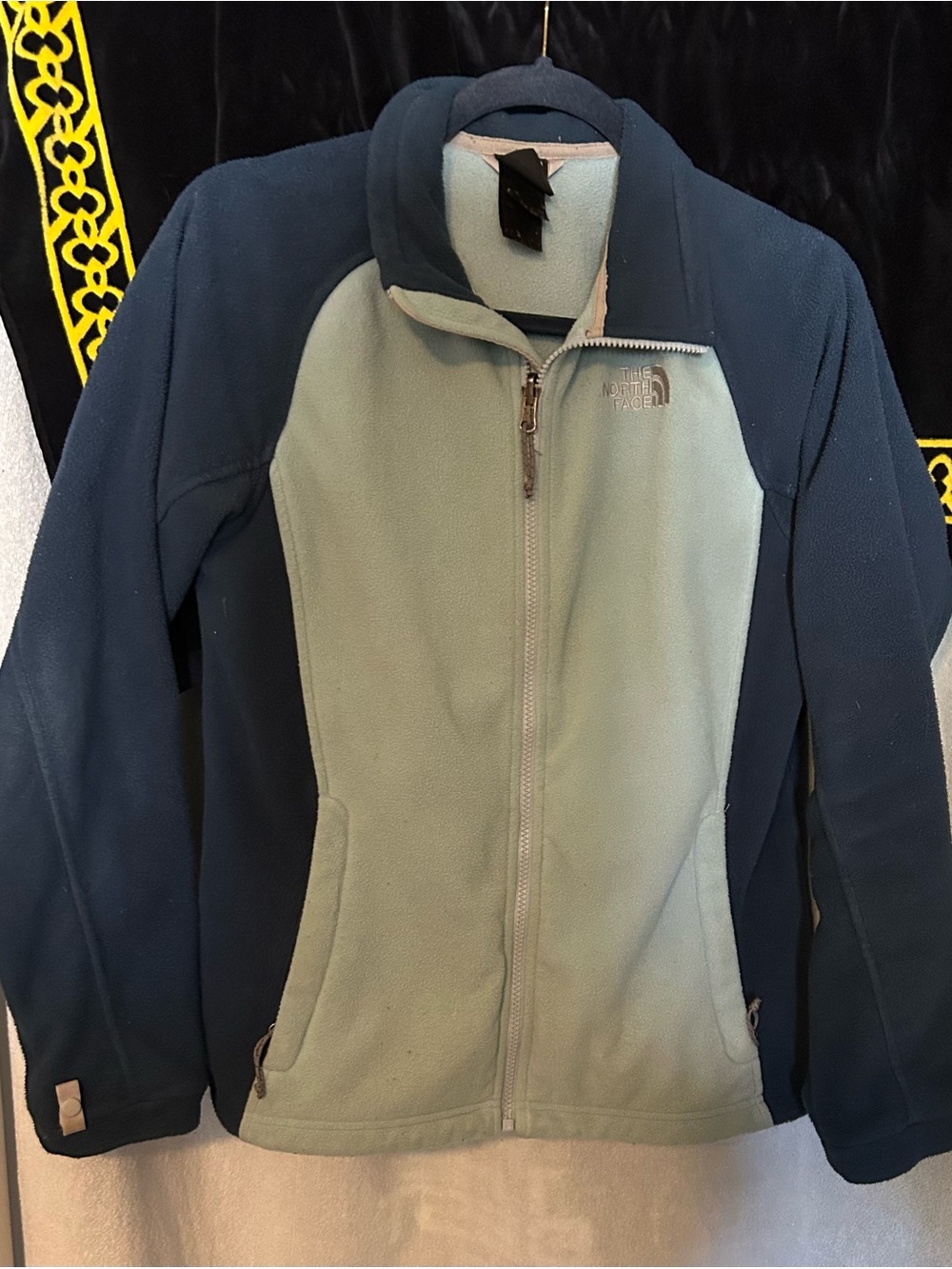 The North Face Two-Tone Fleece Jacket in Sage Green & Navy